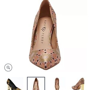Katy Perry Delilah Pink and Gold Foil floral Heels 6.5